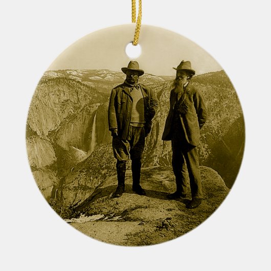 Teddy Roosevelt en John Muir bij Glacier Point Keramisch Ornament (Voorkant)