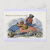 Teddy Roosevelt en oom Sam in Patriottische Auto Briefkaart (Voorkant)
