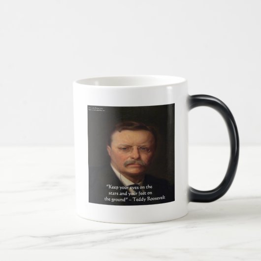 Teddy Roosevelt "Feet on Ground" Wisdom Quote Gift Magische Mok (Rechts)