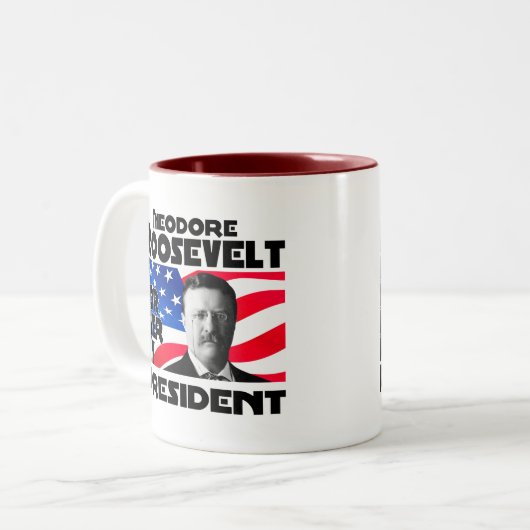 Teddy Roosevelt Forever Tweekleurige Koffiemok (Voorkant links)
