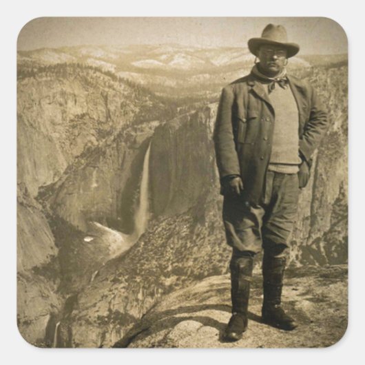 Teddy Roosevelt Glacier Point Yosemite Valley Vierkante Sticker (Voorkant)