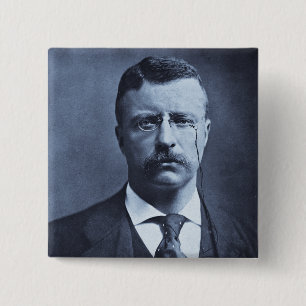 Teddy Roosevelt Glass Magic Lantern Slide Vierkante Button 5,1 Cm