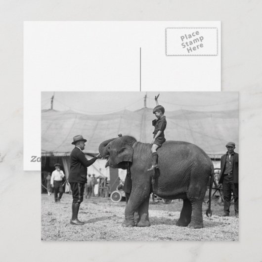 Teddy Roosevelt in de Circus: 1924 Briefkaart (Voorkant / Achterkant)