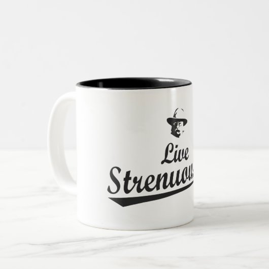 Teddy Roosevelt Live Strenuous Tweekleurige Koffiemok (Voorkant links)