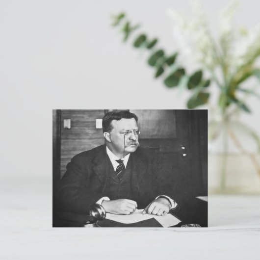Teddy Roosevelt op het werk in 1912 Briefkaart (Staand voorkant)
