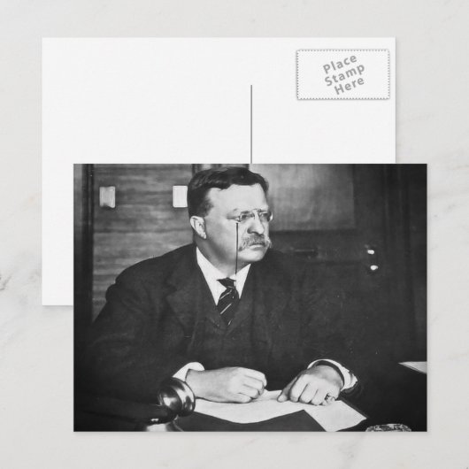 Teddy Roosevelt op het werk in 1912 Briefkaart (Voorkant / Achterkant)