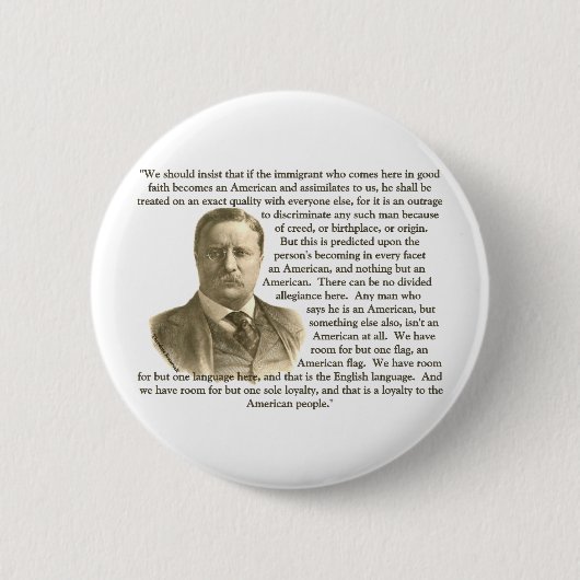 Teddy Roosevelt Quote Ronde Button 5,7 Cm (Voorkant)