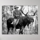 Teddy Roosevelt Riding Bull Moose Poster (Voorkant)
