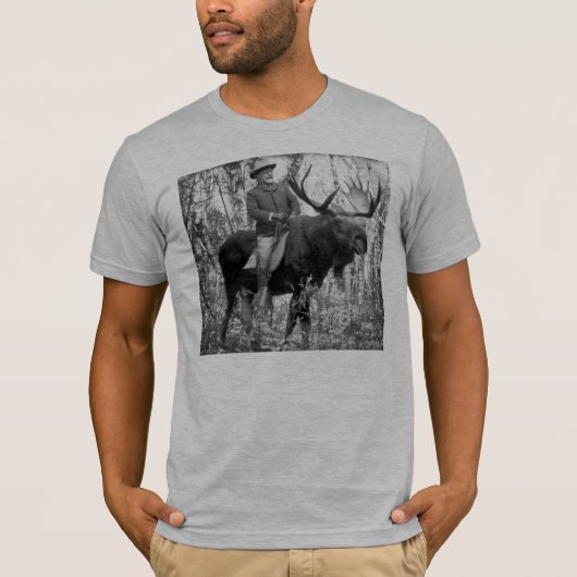 Teddy Roosevelt Riding Bull Moose T-shirt (Voorkant)