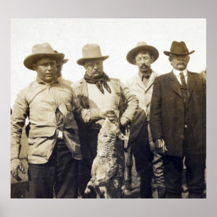 Teddy Roosevelt Wolf Hunting, 1905 Poster