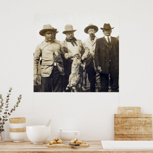 Teddy Roosevelt Wolf Hunting, 1905 Poster (Keuken)