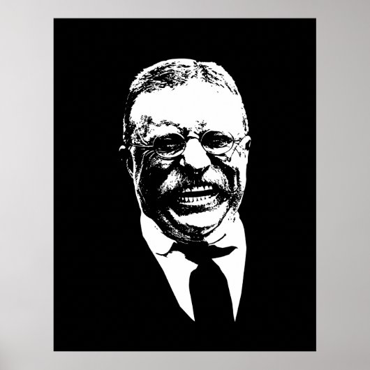 Teddy Roosevelt - Zwart-wit Poster (Voorkant)