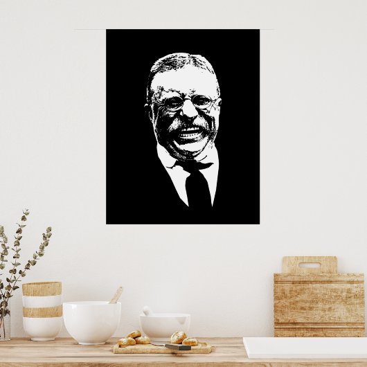 Teddy Roosevelt - Zwart-wit Poster (Keuken)