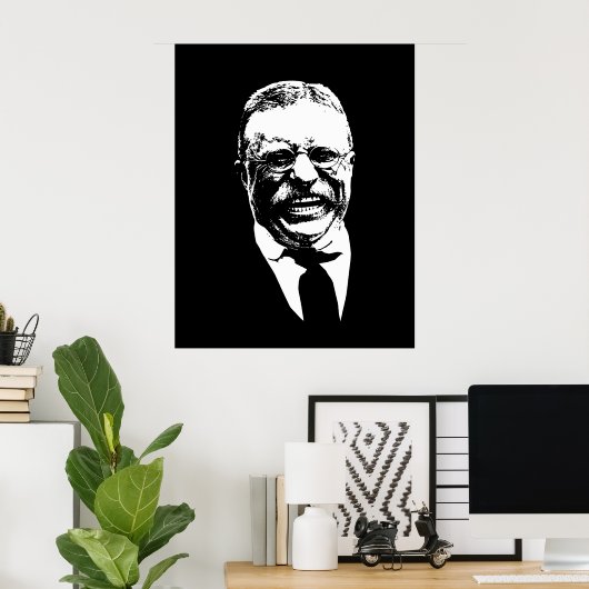 Teddy Roosevelt - Zwart-wit Poster (Thuiskantoor)