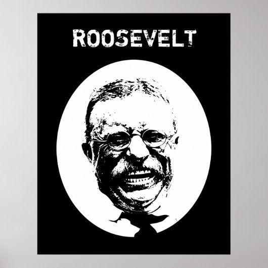 Teddy Roosevelt - Zwart-wit Poster (Voorkant)