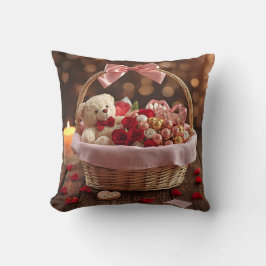 Teddy Rose Basket Romantic Valentine Decorative Kussen