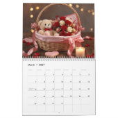 Teddy Rose Basket Romantic Valentine Desk  Kalender (Mar 2027)
