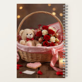 Teddy Rose Basket Romantic Valentine Love Story  Notitieboek (Achterkant)