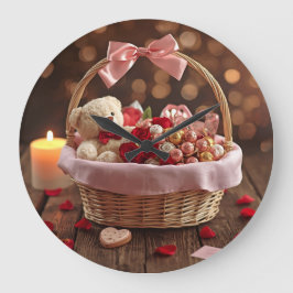 Teddy Rose Basket Romantic Valentines Decorative Grote Klok
