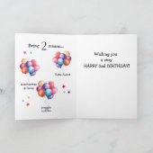 Teddy Roze 2e Verjaardagsballonnen Kaart (Binnen)