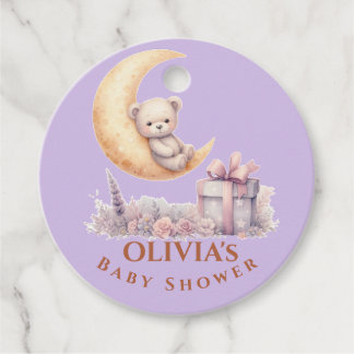 Teddy Roze Beer Meisje Baby shower Bedankjes Labels