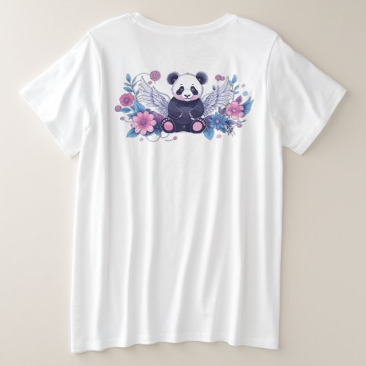 teddy, roze, schattig, , trend, engel, kunst, leuk grote maat t-shirt (Design achterkant)
