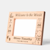 Teddy & Sailboat Welkom bij de Wereld Baby Stats Gegraveerde Lijstjes (Links)