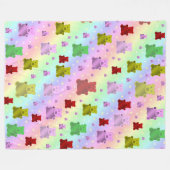 teddy, teddy beer, pastel, child + patroon, baby,  fleece deken (Voorkant (Horizontaal))