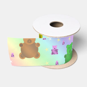 teddy,teddybeer, pastel, kind + patroon, baby, r satijnen lint