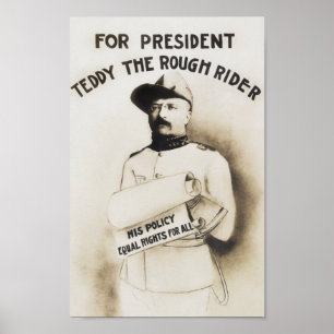 Teddy The Rough Rider - Voor President - 1904 Poster
