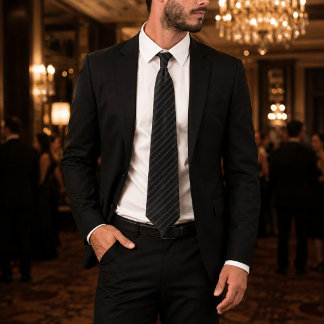 Teddy Tie | Midnight Black Pinstripe Luxe Stropdas