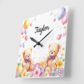 Teddy tijd schattige kinderkamer vierkante klok (Hoek)