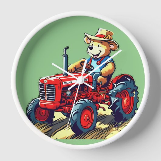 Teddy Tractor Wandklok (Voorkant)