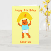 Teddy verjaardag leeftijd toevoegen kaart (Gele Bloem)