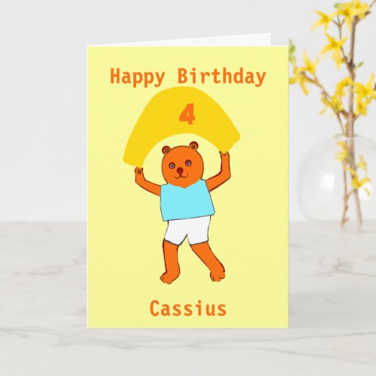 Teddy verjaardag leeftijd toevoegen kaart (Gele Bloem)