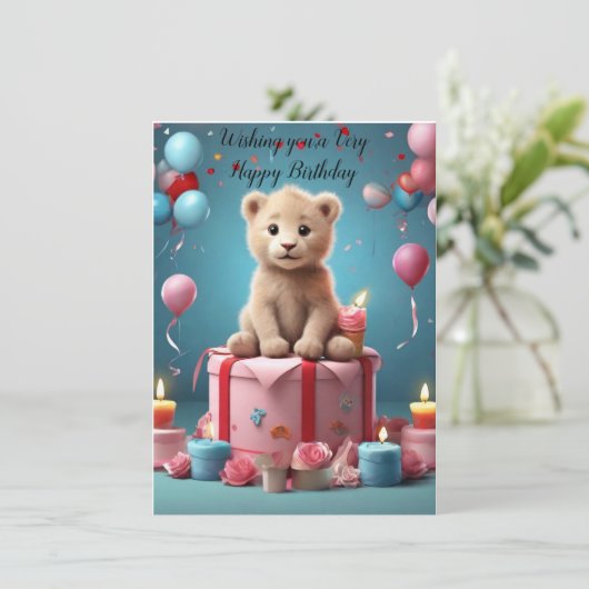 Teddy Verjaardagskaart Kaart (Staand voorkant)