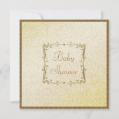 Teddy & Wieg  Bruin & Gold Baby shower Kaart (Achterkant)