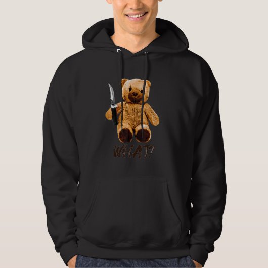 Teddy With Knife What Murderous Teddy Bear Horror Hoodie (Voorkant)