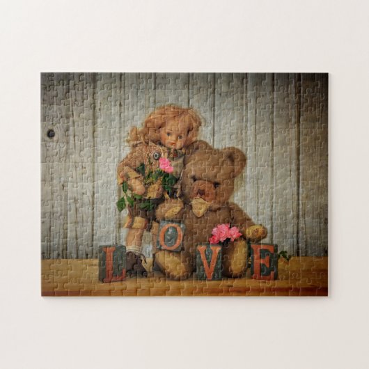 Teddybär und Puppe Legpuzzel (Horizontaal)