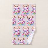 Teddybär Wasserfarben Pastell Bad Handdoek (Handdoek)