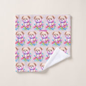 Teddybär Wasserfarben Pastell Bad Handdoek (Wasdoekje)