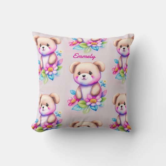 Teddybär Wasserfarben Pastell Kussen (Voorkant)