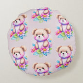 Teddybär Wasserfarben Pastell Rond Kussen (Achterkant)