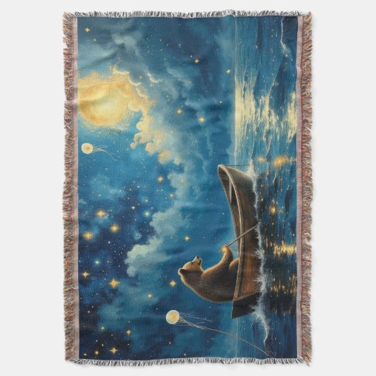 Teddybear fishing dream deken (Voorkant Verticaal)