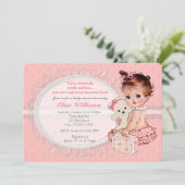 TeddyBear Girls Baby Shower-uitvindingen Kaart (Staand voorkant)
