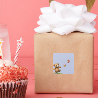 TEDDYBEAR LOPEN VIERKANTE STICKER