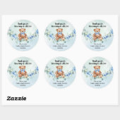 teddybeenblauw met rode eucalyptusvleugel ronde sticker (Vel)