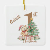 Teddybeer 1e kerst keramisch ornament (Voorkant)