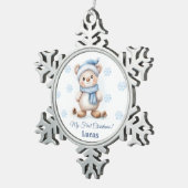 Teddybeer 1e kerst tin sneeuwvlok ornament (Rechts)