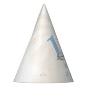 Teddybeer 1e verjaardag blauwe ballonnen papier feesthoedjes (Links)